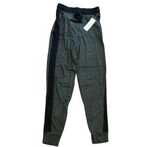 NWT Three Dots‎ Color Block Jogger Sweatpants Charcoal with Black Side Stripes